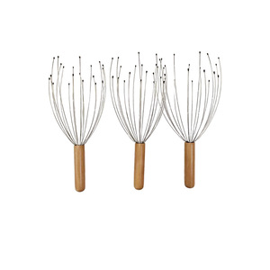Stainless Steel Wooden Handle <b>Head</b> <b>Massager</b> 20 Points Scalp Massage Meridian Health Care - Product Image 1