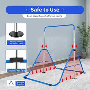 Barres horizontales durables pour salle <span class=keywords><strong>de</strong></span> sport intérieure, hauteur réglable, <span class=keywords><strong>barre</strong></span> <span class=keywords><strong>de</strong></span> <span class=keywords><strong>gymnastique</strong></span> pour enfants, <span class=keywords><strong>barre</strong></span> horizontale en acier bleu rose pour le fitness des enfants - Product Image 3