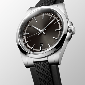 Montre mécanique Longinesing exquise en acier inoxydable avec cadran secondaire indépendant blanc, index des heures numériques - Product Image 1