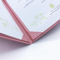 Fournisseur professionnel de porte-menus en cuir rose A4, porte-menus en cuir 4 pages, dossiers de menus pour restaurant