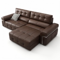 Canapé d'angle moderne XIYUA en cuir véritable, trois places, pieds en acier inoxydable, rembourrage en éponge, écologique, durable, pour appartement et hôtel