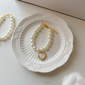 Collar retro con perlas en forma de corazón para mascotas, elegante y con estilo para gatos y perros, Pomerania, Teddy, Bichón Frisé - Product Image 5