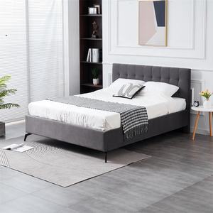 Cadre <span class=keywords><strong>de</strong></span> <span class=keywords><strong>lit</strong></span> en bois gris foncé, taille Queen, avec vérin à gaz, design moderne <span class=keywords><strong>de</strong></span> luxe, durable, tête <span class=keywords><strong>de</strong></span> <span class=keywords><strong>lit</strong></span> carrée <span class=keywords><strong>capitonnée</strong></span>, lits rembourrés - Product Image 5