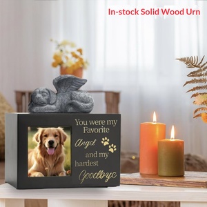 El Yapımı Modern Çevre Dostu Ahşap Evcil Hayvan Anıt Urn'ı Köpekler İçin Cenaze Kremasyon Hatıra Kutusu Fotoğraf Çerçeveli Külleri Saklama Kutusu - Product Image 3
