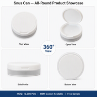 Boîte à snus en plastique PP blanc avec logo personnalisé, couvercle à clapet, pour sachets de nicotine, marque de tabac, OEM, vente en gros