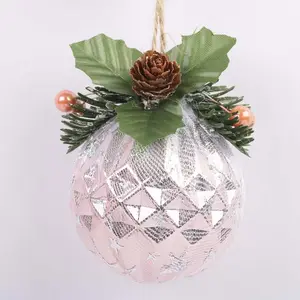 塑料圣诞球摆件装饰树花球套装黑色银布球8厘米10厘米