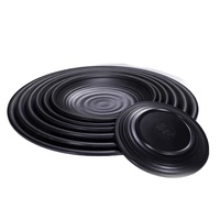Assiette en mélamine noire / Chargeur / Céramique Similaire / Assiettes en plastique marbré pour dîner Style coréen japonais chinois Noir