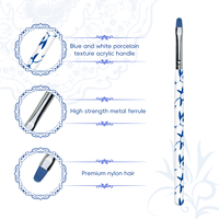 Nouvel ensemble de 7 pinceaux professionnels pour manucure, motif porcelaine bleue et blanche, manche en acrylique, pour détails et nail art