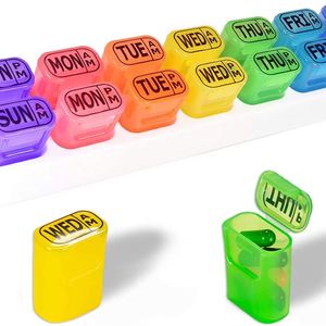 Mini Organizador de Pastillas, Estuche de Medicamentos de Bolsillo con 2 Compartimentos para Pastillas Diarias, Vitaminas, Multicolor - Product Image 2