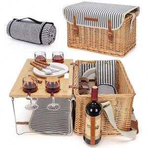 Bolsa de <span class=keywords><strong>Picnic</strong></span> perfecta, cestas para <span class=keywords><strong>2</strong></span> <span class=keywords><strong>personas</strong></span>, cesta y bandeja, mango de tapa tejida de bambú plegable de Coco, juguete vacío grande para niñas, grado de diamante - Product Image 1