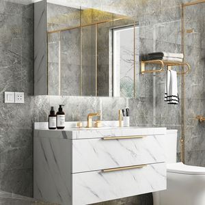 Lighting Melamine SS Wash Bathroom Vanity Cabinet Modern Hotel Home pvc bathroom vanity cabinet