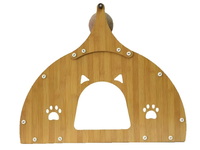 Mobilier pour chat d'intérieur : Maison dôme arquée fermée avec porte à motif de patte, nid douillet et espace de sommeil