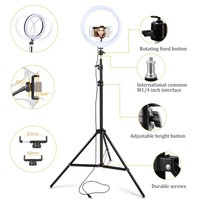 Anillo de luz LED de 10 pulgadas al por mayor, iluminación de relleno de estudio para Selfie de Vídeo fotográfico para soporte de teléfono móvil, transmisión en vivo con soporte
