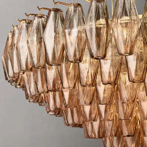 Lámpara de Araña Redonda de Vidrio Estilo Retro Americano, Lámpara de Araña de Lujo para Restaurante, Diseño Nórdico, Moderna, para Sala de Estar, 37 Pulgadas, Vidrio Ahumado - Product Image 3