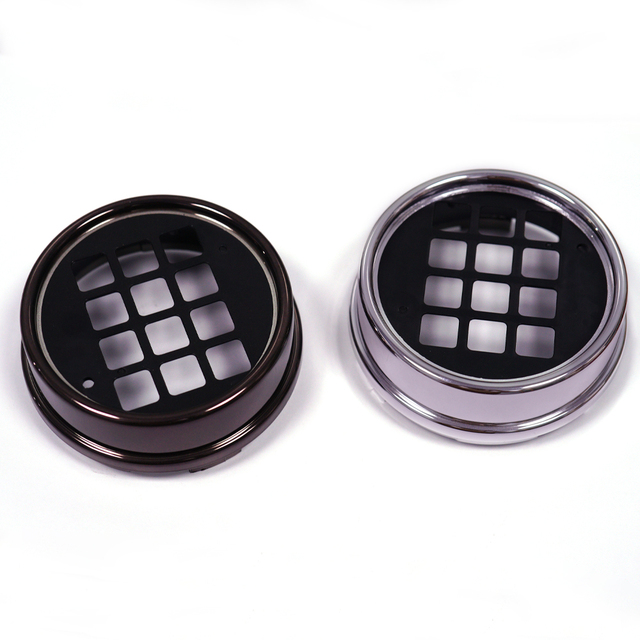 Injection Molded Round Plastic Speaker Shell Electroplated Chrome Coffee Color Audio Speaker Front Cover With Sound Grille Holes
