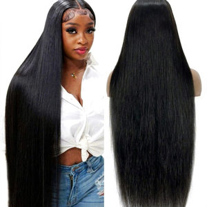 Perruque brésilienne naturelle de 40 pouces, entièrement en dentelle, transparente, sans colle, pré-épilée, nœuds blanchis, longue longueur - Product Image 1