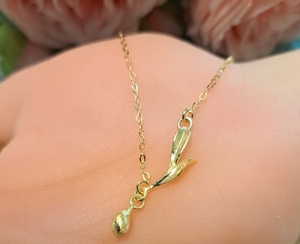 Collares delicados de oliva en rama, collares chapados en oro o oro rosa con Oliva y hojas, joyería de rama de olivo - Product Image 3