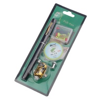 Canne à pêche Meiyu Fountain Pen Ocean Boat, ensemble mini portable 5 sections (canne + moulinet + accessoires + ligne) 1 mètre, type action rigide
