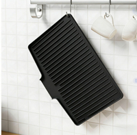 Tapis de séchage en silicone pour cuisine, égouttoir en silicone pour bols et vaisselle, support isolant incliné pour vaisselle, planche de drainage rayée