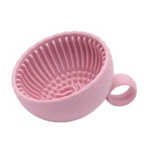 Mini bol de nettoyage pour pinceaux de maquillage en silicone transfrontalier avec poignée pour le nettoyage des houppettes - Product Image 5