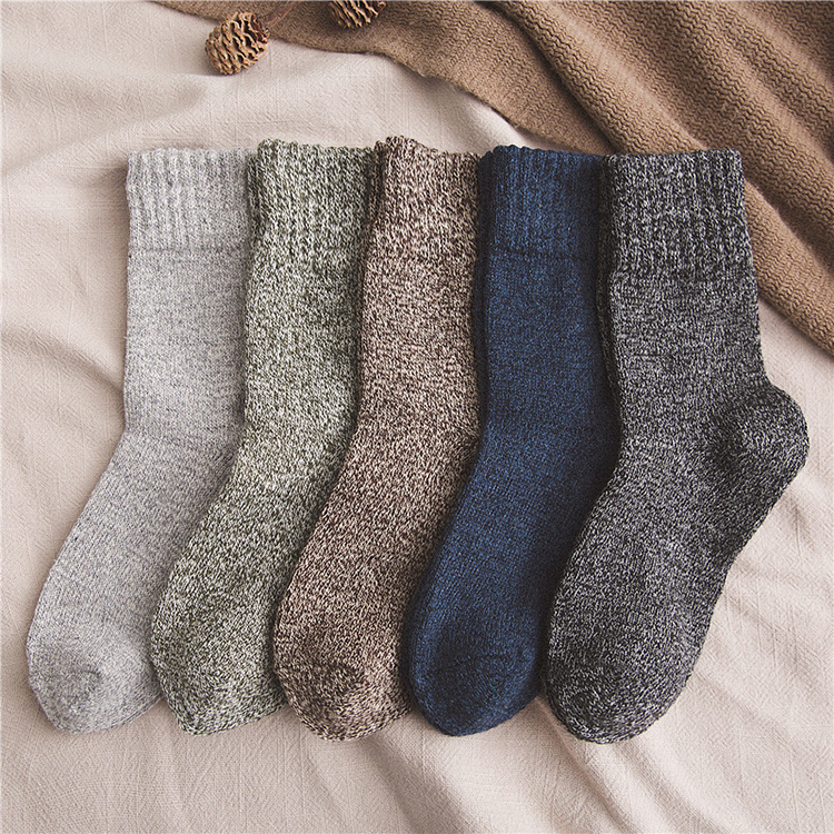 2021 Autumn Winter Thick Warm Socks Doubling Solid Tube Work Socks Men