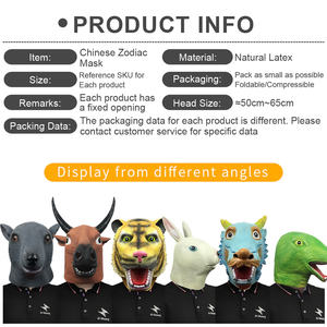 หน้ากากยางรูปสัตว์ 12 ราศี ตลกๆ น่ารัก ชุดเครื่องประดับศีรษะ สำหรับงานฮาโลวีน คอสเพลย์ ปาร์ตี้ งานรื่นเริง ของชำร่วย - Product Image 2