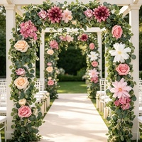 Guirlande de fleurs artificielles en soie, pivoines, roses, feuilles d'eucalyptus, pour décoration murale et d'arche de mariage, vente en gros