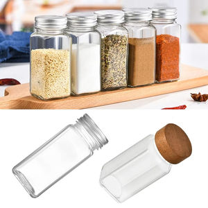 Recyclable Transparent Storage Tank Glass Sealed Spice Jars 120ml 180ml Dispensing Bottles Storage Tool Square Spice Jar - Product Image 2