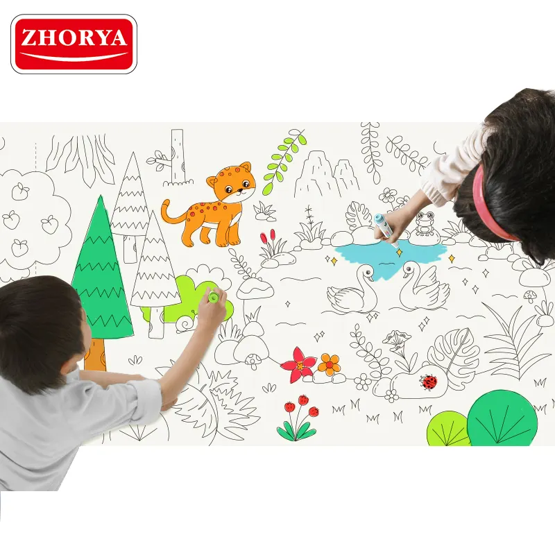 Zhorya Custom Kinder Zeichnung spielzeug 10M lange Malerei Graffiti Papier Wandbild Scroll Zeichnung Färbung Papierrolle für Kinder