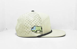 Gorra Snapback de 7 Paneles con Logotipo Bordado Personalizado, Impermeable, Transpirable, de Poliéster, con Cuerda, Visera Plana, Unisex, con Orificios Traseros - Product Image 4