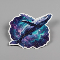 Autocollants personnalisés en vinyle pailleté imperméables, motif galaxie et baleine, film scintillant pour ordinateur portable et bouteille d'eau, découpés à la forme