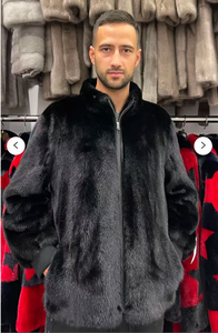 Giacca in Pelliccia di <span class=keywords><strong>Visone</strong></span> di Alta Qualità per <span class=keywords><strong>Uomo</strong></span>, <span class=keywords><strong>Cappotto</strong></span> con Cappuccio e Cerniera a Maniche Lunghe - Product Image 2