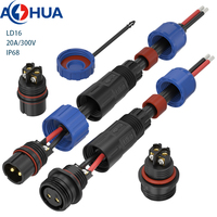 Connecteur étanche LD16 à 2 broches, fil à fil, 20A 300V, borne à vis IP68, mâle-femelle, pour usage industriel