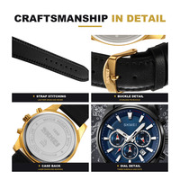 Montre chronographe à quartz pour homme SKMEI 1958, bracelet en cuir véritable, cadran lumineux, résistance à l'eau 3BAR, montre-bracelet décontractée pour affaires