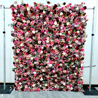 Mur de fleurs artificielles beige à motif floral avec support en tissu pour la beauté intérieure et l'aménagement des maisons