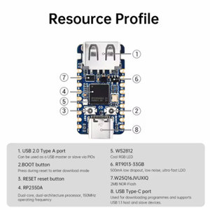Carte de développement Raspberry Pi RP2350A Mini, double cœur, interface USB C et USB A, carte MCU 5V - Product Image 4