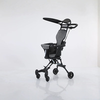 Poussette de voyage multifonction 3-en-1 pliable avec cadre en plastique et rotation à 360 degrés