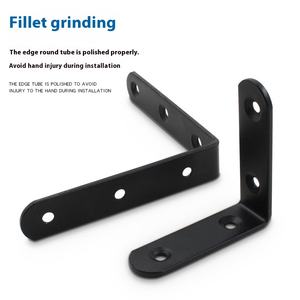 Support d'<span class=keywords><strong>angle</strong></span> en fer noir à 90 degrés en forme de L, épaissi, en acier laminé à froid avec revêtement en poudre, pour salle de bain moderne - Product Image 5