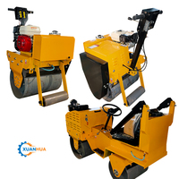 Compacteur de sol portatif à moteur 6HP, mini-compacteur vibrant à tambour unique en acier pour asphalte
