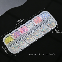 12 Grid Laser Holographic Nail Glitter Sequins Dekorasi Bentuk Bintang Kelinci Bunga Serpihan Seni Kuku DIY Stiker Kuku Manikur