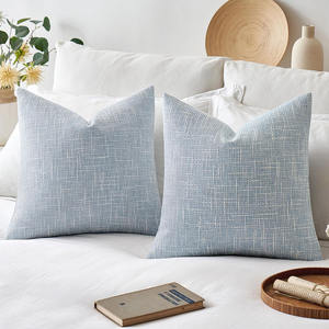 Fundas de Almohada Decorativas de Lino y Arpillera para Primavera, Color Azul Claro, Estilo Rústico, Modernas, Suaves, para Sofá - Product Image 5