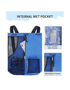 Bolsa de natación de malla, mochila de playa con cordón |   Bolsillo Impermeable, Correas Ajustables, para Snorkel, Gimnasio, Piscina, Crucero, Campamento, Parque Acuático - Product Image 3