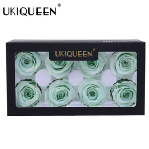 UKIQUEEN-flor azul eterna preservada inmortal de larga duración, rosa para San Valentín de una parada, 4-5cm, venta al por mayor - Product Image 6