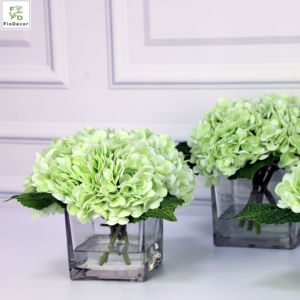 High Quality Customized Artificial Real Touch Hydrangea <strong>Flower</strong> Floral Arrangement with Square <strong>Vase</strong> and Resin Water - Product Image 5