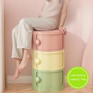 クラシックセレブリティシンプルモダンクリームキッズプラスチックボックスビン多層コスメティックベッドサイドテーブルリビングルームおもちゃ収納キャビネット - Product Image 3