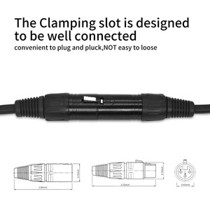 Cable de señal DMX512, conectores de cañón de tres núcleos de goma de aluminio de 1m para consola de iluminación de escenario y amplificador de altavoz - Product Image 6