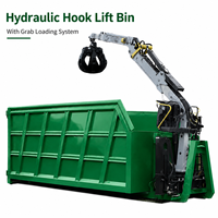 Conteneur hydraulique robuste à crochet avec système de chargement par grappin, bac à déchets mobile pour le recyclage des déchets de construction