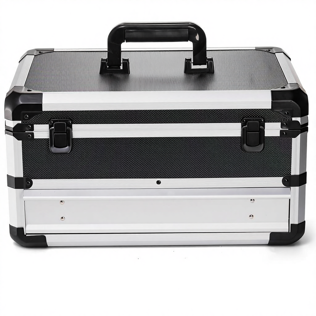 Portable Tool Storage Box with  Lock, Aluminum Alloy Hard Tool Organizer Case with Drawer for Office, Warehouse, Gym, School
