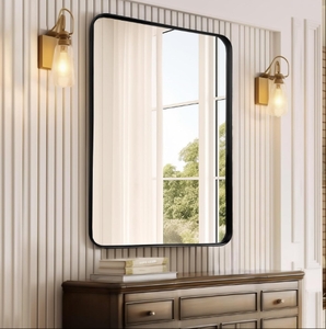 Nóng bán treo tường Vanity & Gương phòng tắm-phong cách trang trại hiện đại với hình chữ nhật tròn, tròn, tùy chọn thiết kế cong - Product Image 5