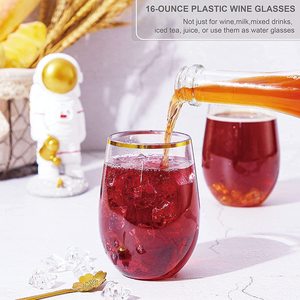 12oz <b>Clear</b> Shatterproof PET <b>Plastic</b> Stemless for Champagne <b>Glasses</b> Disposable Transparent <b>Glass</b> for Parties or Weddings - Product Image 5